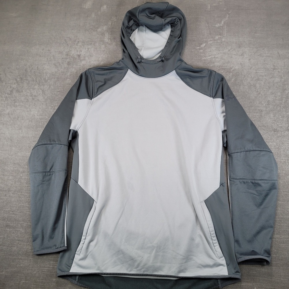 Under Armour ColdGear Reactor Hoodie Mens XL Gray Performance Fleece Pullover